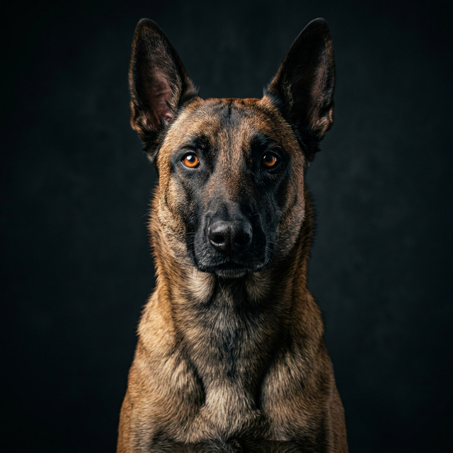 Belgian Malinois face close up — elite working dog
