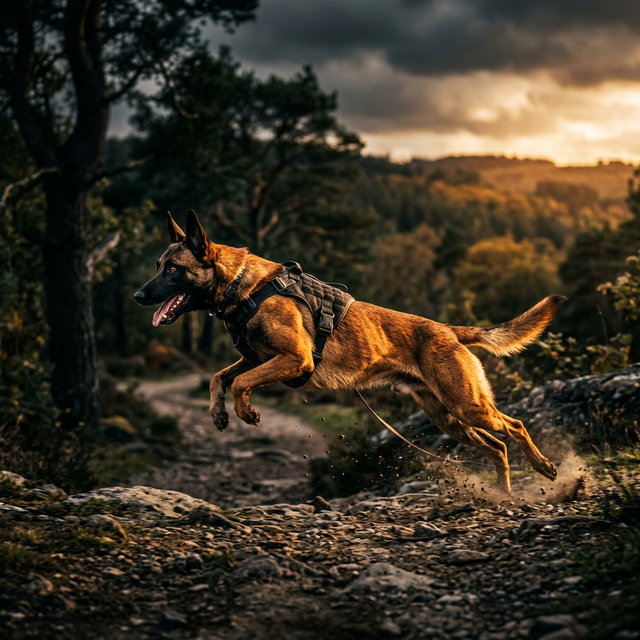 Belgian Malinois working dog in action